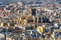 Aerial view of the city of Granada with its cathedral and historic buildings at the foot of the Alhambra. Royalty Free Stock Photo