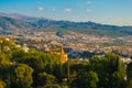 Aerial view of the city of Granada with Sierra Nevada on background Royalty Free Stock Photo