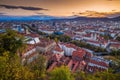 Aerial view of the city of Graz at sunset, Styria, Austria Royalty Free Stock Photo