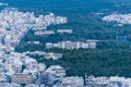 Aerial view of city growth towards nature Royalty Free Stock Photo