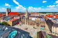 Aerial view of the City Hall at the Marienplatz in Munich, Germany Royalty Free Stock Photo