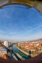 Aerial view from the city hall tower over Oradea town center. Romania Royalty Free Stock Photo