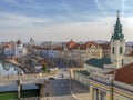 Aerial view from the city hall tower over Oradea town center, Romania Royalty Free Stock Photo