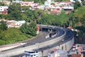 Aerial view on the city highway through Fort-de-France on Martinique island in the Caribbean