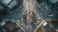 Aerial view of a city intersection