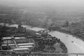 Aerial view of Koeln, black and white Royalty Free Stock Photo