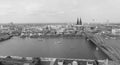 Aerial view of the city of Koeln, black and white Royalty Free Stock Photo