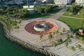 Aerial view of City of Miami and Bayfront Park, Florida.