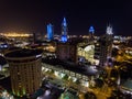 Aerial view of Mobile, Alabama riverside at night