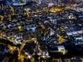 Aerial view of city at night