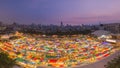 Aerial view city night weekend market roof top Royalty Free Stock Photo