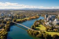 Aerial view of the city of Perth, Western Australia. largest city of Australia. panoramic view looking at Victoria Bridge over the Royalty Free Stock Photo