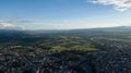 Aerial view of city in Peruvian amazon jungle