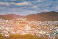 Kyoto residence area with multiple colour mountain background, J Royalty Free Stock Photo