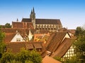 Aerial view of the city Rothenburg ob der Tauber in Bavaria with the St. James church Royalty Free Stock Photo