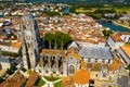 Aerial view of city of Saintes and Saint Peters Basilica. France Royalty Free Stock Photo
