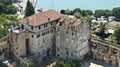 Aerial view of the city and sea from the bell tower, roofs of houses in old town, beautiful cityscape, sunny day, Split, Croatia Royalty Free Stock Photo