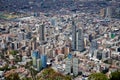 Aerial view of the city skyline of Bogota, in Colombia with modern high-rise buildings Royalty Free Stock Photo