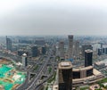 Aerial view of the city skyline of China World Trade Center in Beijing at dusk in a cloudy day Royalty Free Stock Photo