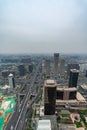 Aerial view of the city skyline of China World Trade Center in Beijing at dusk in a cloudy day Royalty Free Stock Photo