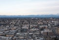 Aerial view of City skyline and mountains