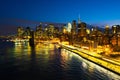 Aerial view on the city skyline in New York City, USA during the night Royalty Free Stock Photo