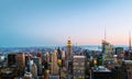 Aerial view on the city skyline in New York City, USA on a night Royalty Free Stock Photo