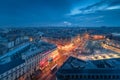 Aerial view of city skyline in Paris and Gare de Lyon at night Royalty Free Stock Photo