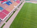 aerial view of city sports stadium with empty seats. soccer field Royalty Free Stock Photo