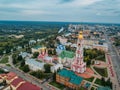 Aerial view of city of Tambov and Kazan icon of Our Lady Monastery Royalty Free Stock Photo