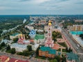 Aerial view of city of Tambov and Kazan icon of Our Lady Monastery Royalty Free Stock Photo