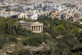 Aerial view of city with Temple of Hephaestus, Athens, Greece Royalty Free Stock Photo