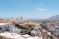 Aerial view on city of Thira capital city of island, Greece Royalty Free Stock Photo