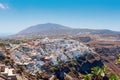 Aerial view on city of Thira capital city of island, Greece Royalty Free Stock Photo