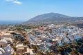 Aerial view on city of Thira at Santorini island, Greece Royalty Free Stock Photo