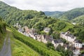 Aerial view of city Trarbach with vineyards Royalty Free Stock Photo