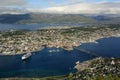 Aerial view of the city Tromsoe, Norway Royalty Free Stock Photo