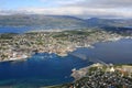 Aerial view of the city Tromsoe, Norway Royalty Free Stock Photo