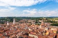 Aerial view of city Verona with red roofs, Italy Royalty Free Stock Photo