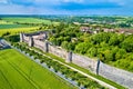 Aerial view of the city walls of Provins, a town of medieval fairs and a UNESCO World Heritage Site in France