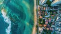 Aerial view of city waterfront, showcasing urban design and natural landscape AIG50 Royalty Free Stock Photo