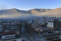 Aerial view of the city of YuShu at sunrise Royalty Free Stock Photo