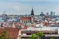 Aerial view of citycape of old town of Prague, with a lot of red rooftops and  The Church of Mother of God before TÃÂ½n. A gothic Royalty Free Stock Photo