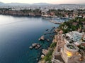 Aerial view of cityscape Antalya surrounded by buildings and water Royalty Free Stock Photo