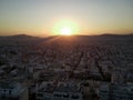 Aerial view of the cityscape of Athens, Greece, with numerous buildings and streets