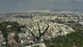 Aerial view to the west of the cityscape of Athens involving Sanctuary Of Zeus, Greece