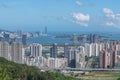 Aerial view of Cityscape with blue sky and buildings in Haicang New District, Xiamen City, Fujian Province