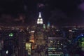 Aerial view of the cityscape with a Chrysler Building at night in New York City, USA Royalty Free Stock Photo