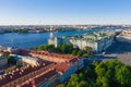 Aerial view cityscape of city center, Palace square, State Hermitage museum Winter Palace, Neva river. Saint Petersburg skyline Royalty Free Stock Photo