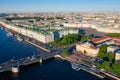 Aerial view cityscape of city center, Palace square, State Hermitage museum Winter Palace, Neva river. Saint Petersburg skyline Royalty Free Stock Photo